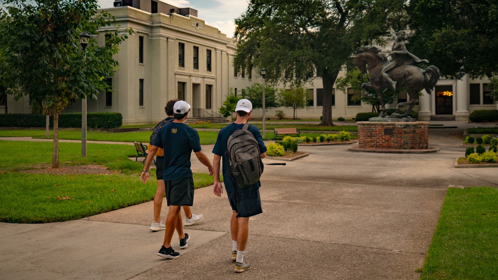 Undergrads crew members on campus